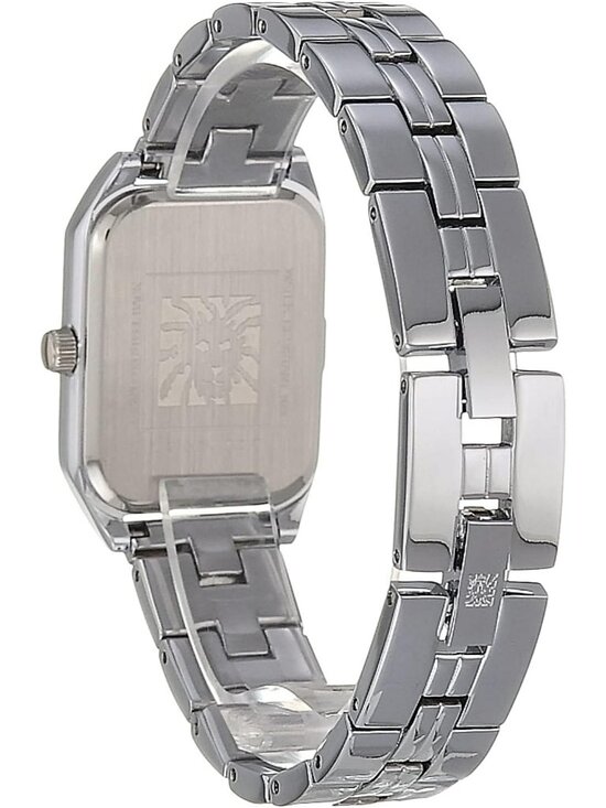 Anne Klein Womens Silver And Black Analog Roman Numeral Octagonal Bracelet Watch